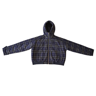 H AND E 原创童装26冬季加厚保暖深紫格子连帽棉服女童外套韩系