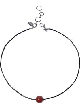 极细黑红配色小众天然玛瑙锁骨链