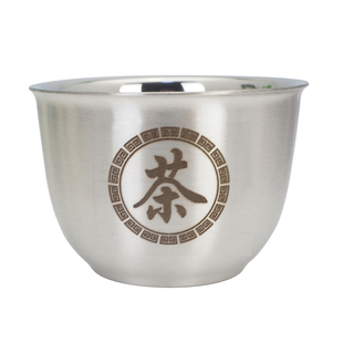 304不锈钢茶杯白酒水杯一两半双层防烫加厚防摔户外露营便携家用