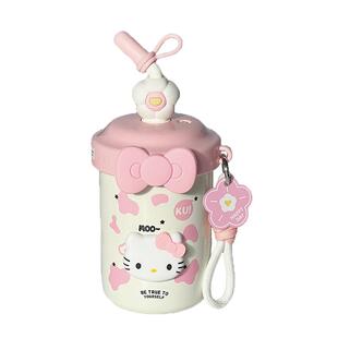 hellokitty保温杯大容量2025新款学生可爱水杯带吸管杯子手提便携