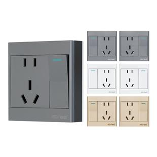 超薄明装左侧一开五孔插座10A大功率16a单双控开关插座面板明线盒