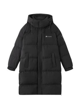 三福2025冬季男士长款连帽羽绒服 休闲袖子皮章保暖外套506114