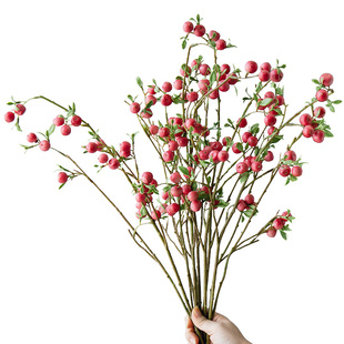 网红小苹果仿真花客厅插花海棠果装饰摆件果实树枝假花束平平安安
