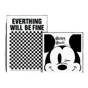 北欧客厅黑白灰棋盘格子卡通米奇摆件画酒柜床头柜摆画