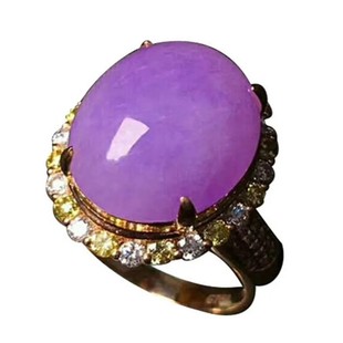 【鸽子蛋】冰种紫玉髓紫罗兰蛋面女款戒指s925银镀玫瑰金高雅轻奢