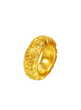 老克勒黄金3D硬金唐草纹隔圈足金