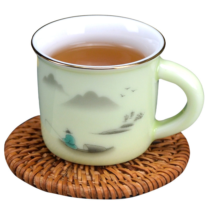 带把茶杯套装6只家用手柄防烫待客陶瓷品茗杯创意喝茶单杯小茶碗