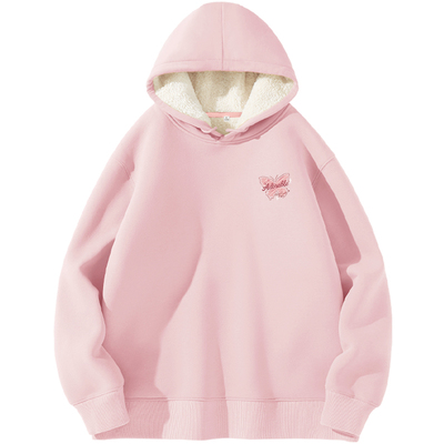 真维斯女冬季羊羔绒加厚卫衣外套