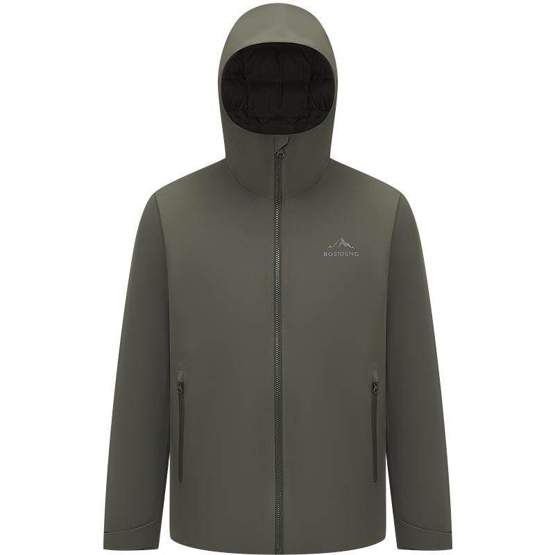 [鹅绒]波司登秋季新品男短款户外三合一冲锋衣防风连帽羽绒服