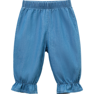 女宝宝裤子春秋夏儿童纯棉外穿女童薄款防蚊裤夏装长裤婴儿牛仔裤