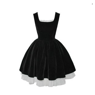 SainteYunne上与秋季新品【高贵黑天鹅】丝绒蓬蓬短款连衣裙LQ801