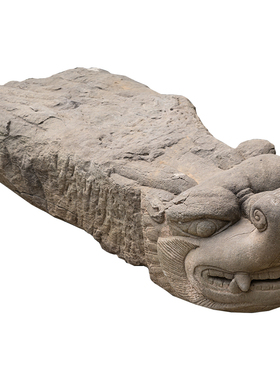 明代石雕螭首龙首古董收藏摆件