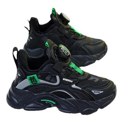 巴布豆男童棉鞋2025秋冬季新款皮面加绒保暖儿童男孩中大童运动鞋