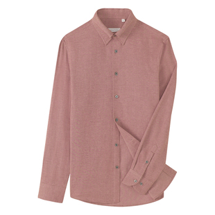 【保暖亲肤法兰绒】CULTUM帝国领衬衫男针孔领人字纹纯棉长袖衬衣