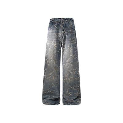 嘻哈风加绒保暖微喇牛仔裤男