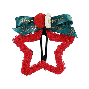 圣诞节红色毛绒星星发夹女氛围感小礼物侧边刘海夹子碎发bb夹发卡