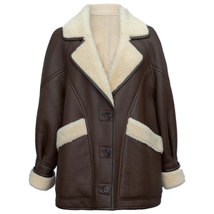 热销时尚老钱风法式皮草皮毛一体进口宽松新款秋冬女中长羊羔毛