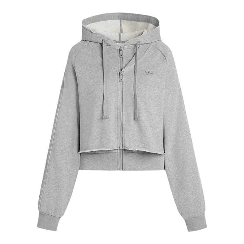 Adidas三叶草女子2026冬新款假两件短款休闲运动外套 KT1921 1922
