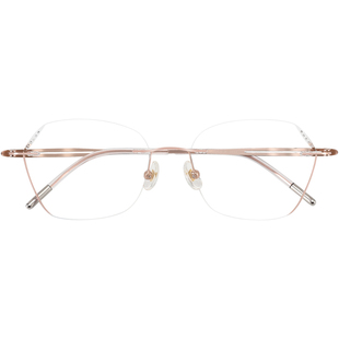 多边形纯欲无框近视眼镜女可配度数切边眼睛框镜架高级感素颜神器