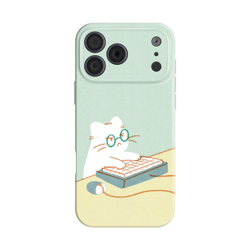 加班小猫~ins适用iphone手机壳17promax苹果16mate80华为pura90小米15reno14简约oppofindx8新vivo可爱iqoo13