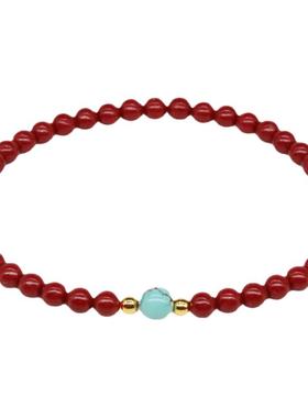 天然红色朱砂手链极细女细本命年朱砂珠手链朱砂护身符手链手串女