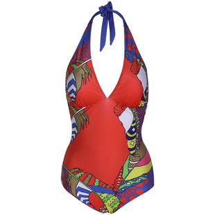 爱慕内衣女高弹带杯聚拢柔软亲肤时尚休闲连体挂脖泳衣AM682871