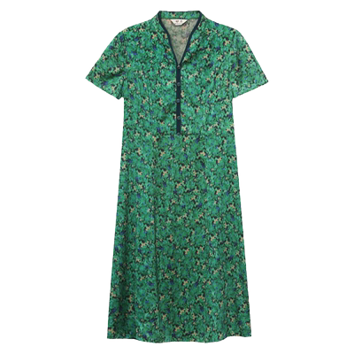 妙采短袖修身真丝中长款连衣裙