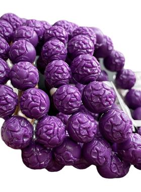 紫云母手链精雕牡丹花紫色水晶