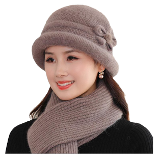中老年人妈妈帽子女冬季毛线帽老人奶奶冬天老太太加厚保暖针织帽