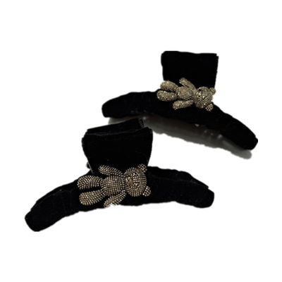 刘海抓夹日韩少女风格丝绒小熊