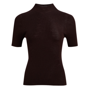 [商场同款]无压修身LANDI半高圆领绵羊毛短袖针织衫女2026春新品