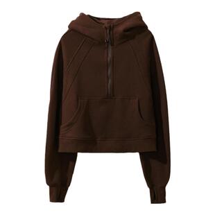 品相超美scuba袋鼠兜半开襟拉链连帽衫卫衣 瑜伽服健身运动套装女