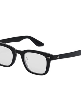 复古板材黑框浅灰镜片小方框眼镜