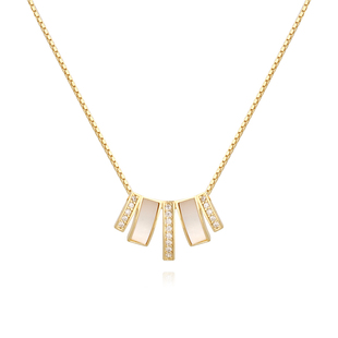 S925通体银项链女白母贝吊坠法式轻奢高级感小众配饰情人节礼物