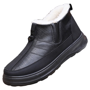 2024冬季新款老北京棉鞋男加厚保暖羊毛雪地靴防水防滑加绒爸爸鞋