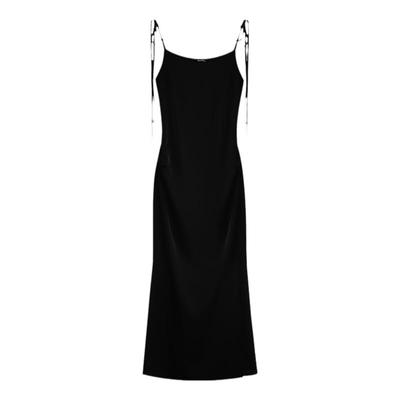 高级感缎面小黑裙长裙