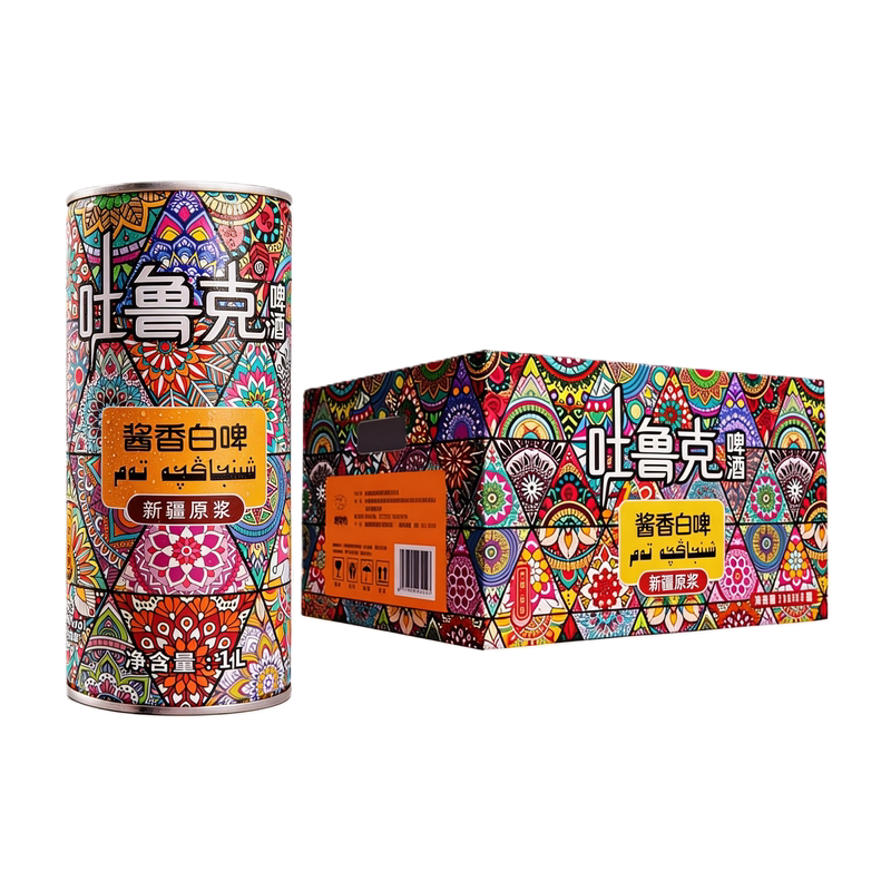 新疆啤酒12.5°P吐鲁克精酿原浆酱香白啤1升装惠州京东云仓直发
