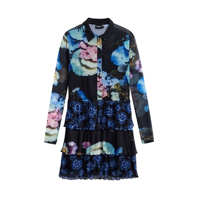 【LACROIX联名】Desigual26春夏新品拼接印花压褶蛋糕连衣裙