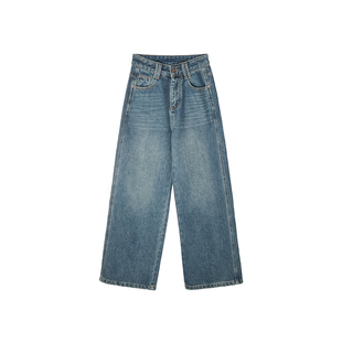 挚爱经典版!~高腰阔腿牛仔裤女秋冬新款加绒复古宽松直筒拖地裤