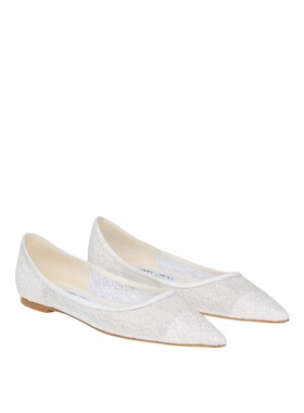 [2026夏季系列]JIMMY CHOO/LOVE FLAT 女士 棉花糖闪粉面料平底鞋