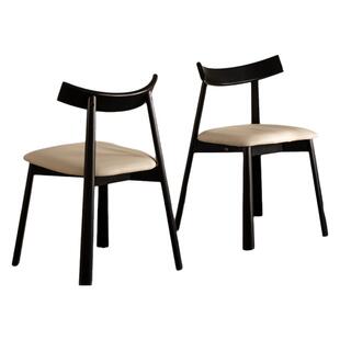 现代简约实木餐椅FAS级橡胶木猫抓皮软包椅子设计感独特船浆设计