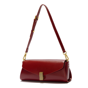 GXFMOD新款法式牛皮腋下包包女复古红色结婚包2025单肩斜挎法棍包