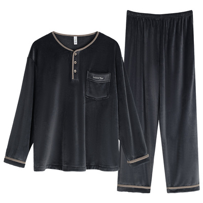 轩靓海岛绒睡衣男士冬季加绒加厚