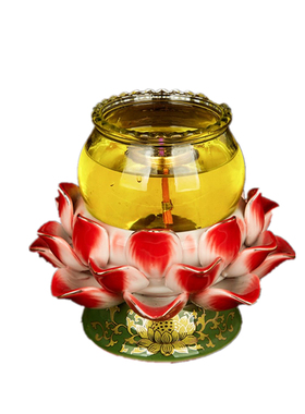 酥油灯食用油灯植物油红色莲花