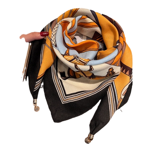 磁吸三角护颈小围巾女春秋季2025新款棉麻丝巾高级感脖子方巾围脖