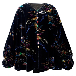 宫小妍【真丝·三彩序】丝绒高密新中式国风外套5121703