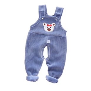 宝宝背带裤春秋冬装婴儿加绒裤子男女小童保暖裤婴幼儿连体护肚裤