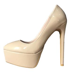 13CM裸色超高跟鞋尖头防水台演出走秀艺考车展晚会主持舞台15CM