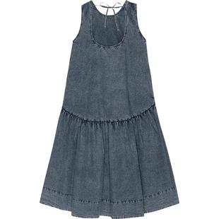 【惊喜首降】GANNI女装 优雅气质夏季圆领A字中长连衣裙 W0125683