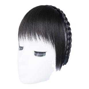 2025新款辫子发箍刘海一体真发碎齐头帘前额鬓角遮白发假发片女